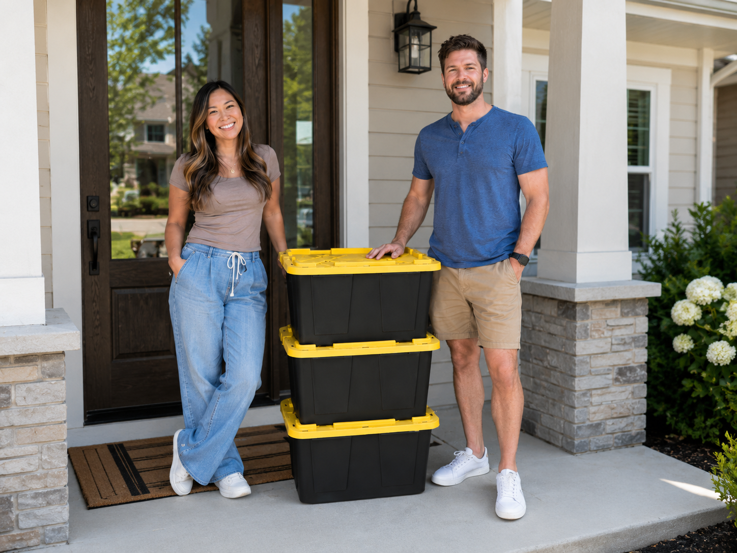 Reusable moving totes ready for a move