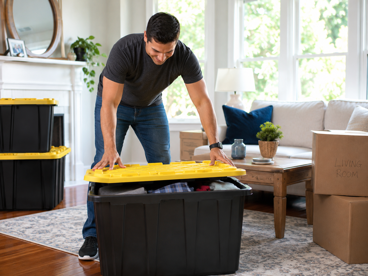 No tape needed for reusable moving totes